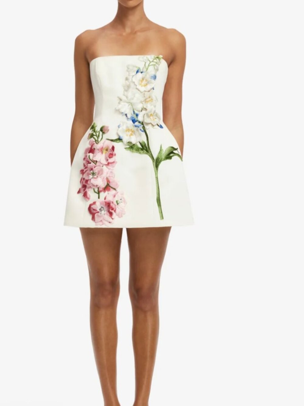 Leo Lin Roselle Embroidered Bustier Mini Dress - White, Size US 8, NWT